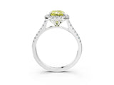 White gold Fancy Yellow Radiant Cut Diamond Cushion Halo Ring with Pavé Band_15
