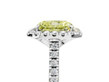 White gold Fancy Yellow Radiant Cut Diamond Cushion Halo Ring with Pavé Band_17