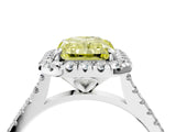 White gold Fancy Yellow Radiant Cut Diamond Cushion Halo Ring with Pavé Band_4