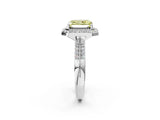 White gold Fancy Yellow Radiant Cut Diamond Double Halo Ring with Split Shank and Four-Prong Setting_2