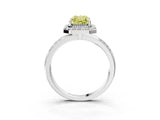 White gold Fancy Yellow Radiant Cut Diamond Double Halo Ring with Split Shank and Four-Prong Setting_3