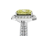 White gold Fancy Yellow Radiant Cut Diamond Double Halo Ring with Split Shank and Four-Prong Setting_5