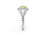 White gold Fancy Yellow Radiant Cut Diamond Double Halo Ring with Split Shank and Prong Setting_29