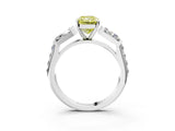 White gold Fancy Yellow Radiant Cut Diamond Engagement Ring with Baguette Side Stones and Channel Set Band_23