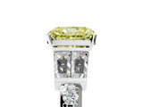 White gold Fancy Yellow Radiant Cut Diamond Engagement Ring with Baguette Side Stones and Channel Set Band_25