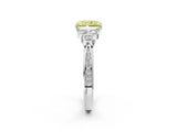 White gold Fancy Yellow Radiant  Cut Diamond Engagement Ring with Bezel Set Round Side Stones and Prong Setting_51