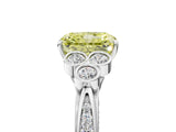 White gold Fancy Yellow Radiant  Cut Diamond Engagement Ring with Bezel Set Round Side Stones and Prong Setting_54