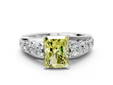White gold Fancy Yellow Radiant  Cut Diamond Engagement Ring with Pavé Band and Four-Prong Setting_3