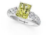White gold Fancy Yellow Radiant  Cut Diamond Engagement Ring with Pavé Band and Four-Prong Setting_4
