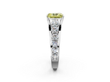 White gold Fancy Yellow Radiant  Cut Diamond Engagement Ring with Pavé Band and Four-Prong Setting_5
