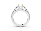 White gold Fancy Yellow Radiant  Cut Diamond Engagement Ring with Pavé Band and Four-Prong Setting_6