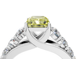 White gold Fancy Yellow Radiant  Cut Diamond Engagement Ring with Pavé Band and Four-Prong Setting_7