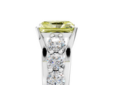 White gold Fancy Yellow Radiant  Cut Diamond Engagement Ring with Pavé Band and Four-Prong Setting_8
