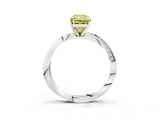 White gold Fancy Yellow Radiant Cut Diamond Engagement Ring with Side Stone Accents and Four-Prong Setting_131