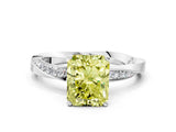 White gold Fancy Yellow Radiant Cut Diamond Engagement Ring with Side Stone Accents and Four-Prong Setting_24