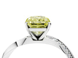 White gold Fancy Yellow Radiant Cut Diamond Engagement Ring with Side Stone Accents and Four-Prong Setting_64
