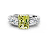 White gold Fancy Yellow Radiant  Cut Diamond Five-Stone Prong Set White Gold Ring_32