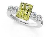White gold Fancy Yellow Radiant  Cut Diamond Five-Stone Prong Set White Gold Ring_33