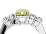 White gold Fancy Yellow Radiant  Cut Diamond Five-Stone Prong Set White Gold Ring_36