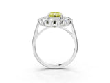White gold Fancy Yellow Radiant Cut Diamond Floral Double Halo Engagement Ring with Prong Setting_123