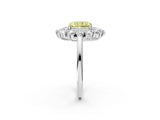White gold Fancy Yellow Radiant Cut Diamond Floral Double Halo Engagement Ring with Prong Setting_62