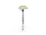 White gold Fancy Yellow Radiant  Cut Diamond Floral Halo Engagement Ring with Pavé Band and Prong Setting_51