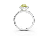 White gold Fancy Yellow Radiant  Cut Diamond Floral Halo Engagement Ring with Pavé Band and Prong Setting_52