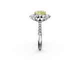 White gold Fancy Yellow Radiant  Cut Diamond Floral Halo Pave Band with Prong Setting_39
