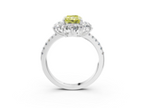 White gold Fancy Yellow Radiant  Cut Diamond Floral Halo Pave Band with Prong Setting_40