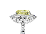 White gold Fancy Yellow Radiant  Cut Diamond Floral Halo Pave Band with Prong Setting_42