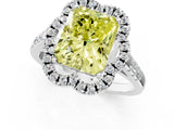 White gold Fancy Yellow Radiant Cut Diamond Floral Halo Split Shank Prong Setting Ring_1