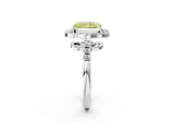 White gold Fancy Yellow Radiant Cut Diamond Floral Halo Split Shank Prong Setting Ring_2