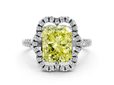 White gold Fancy Yellow Radiant Cut Diamond Floral Halo Split Shank Prong Setting Ring