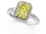 White gold Fancy Yellow Radiant Cut Diamond Halo Engagement Ring with Pavé Band and Prong Setting_52