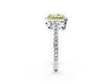 White gold Fancy Yellow Radiant Cut Diamond Halo Engagement Ring with Pavé Band and Prong Setting_53