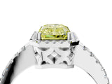 White gold Fancy Yellow Radiant Cut Diamond Halo Engagement Ring with Pavé Band and Prong Setting_55