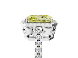 White gold Fancy Yellow Radiant Cut Diamond Halo Engagement Ring with Pavé Band and Prong Setting_56