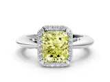 White gold Fancy Yellow Radiant  Cut Diamond Halo Engagement Ring with Split Shank and Four-Prong Setting_90