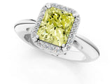 White gold Fancy Yellow Radiant  Cut Diamond Halo Engagement Ring with Split Shank and Four-Prong Setting_91