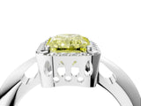 White gold Fancy Yellow Radiant  Cut Diamond Halo Engagement Ring with Split Shank and Four-Prong Setting_94