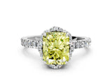 White gold Fancy Yellow Radiant Cut Diamond Halo Pave Band with Four-Prong Setting_3