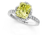 White gold Fancy Yellow Radiant Cut Diamond Halo Pave Band with Four-Prong Setting_4