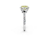 White gold Fancy Yellow Radiant Cut Diamond Halo Pave Band with Four-Prong Setting_5
