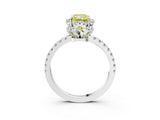 White gold Fancy Yellow Radiant Cut Diamond Halo Pave Band with Four-Prong Setting_6