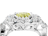 White gold Fancy Yellow Radiant Cut Diamond Halo Ring with Pavé Band and Four-Prong Setting_57