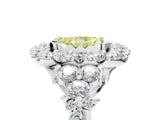 White gold Fancy Yellow Radiant Cut Diamond Halo Ring with Pavé Band and Four-Prong Setting_58