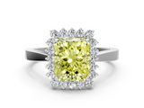 White gold Fancy Yellow Radiant  Cut Diamond Halo Ring with Round Brilliant Halo and Solitaire Band_87