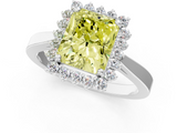 White gold Fancy Yellow Radiant  Cut Diamond Halo Ring with Round Brilliant Halo and Solitaire Band_87