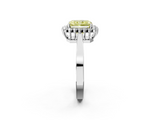 White gold Fancy Yellow Radiant  Cut Diamond Halo Ring with Round Brilliant Halo and Solitaire Band_89