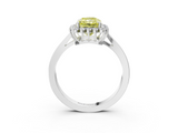 White gold Fancy Yellow Radiant  Cut Diamond Halo Ring with Round Brilliant Halo and Solitaire Band_90